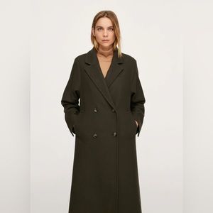 MANGO Women's Double-Breasted Olive Coat